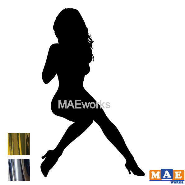 乐天商城 - 金銀メッキカラー セクシー ステッカー 女性シルエット カッティングステッカー 車 バイク ヘルメット ツールボックス マエワークスオリジナル sexy シール SL-C01m