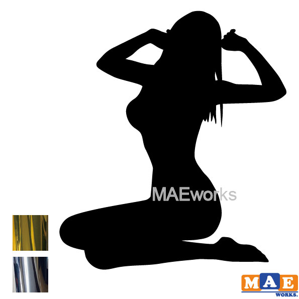 樂天商城 - 金銀メッキカラー セクシー ステッカー 女性シルエット カッティングステッカー 車 バイク ヘルメット ツールボックス マエワークスオリジナル sexy シール SL-C02m