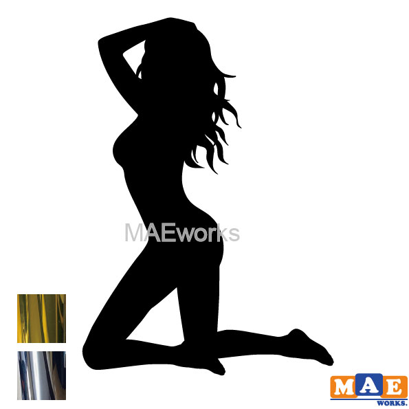 樂天商城 - 金銀メッキカラー セクシー ステッカー 女性シルエット カッティングステッカー 車 バイク ヘルメット ツールボックス マエワークスオリジナル sexy シール SL-C09m