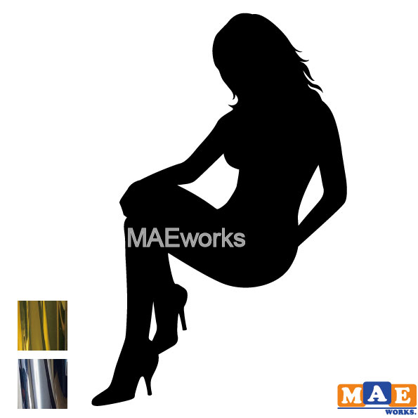 乐天商城 - 金銀メッキカラー セクシー ステッカー 女性シルエット カッティングステッカー 車 バイク ヘルメット ツールボックス マエワークスオリジナル sexy シール SL-C10m