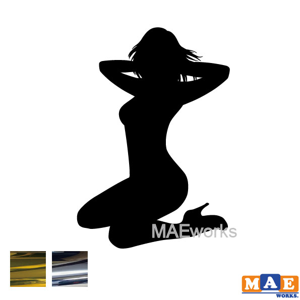 乐天商城 - 金銀メッキカラー セクシー ステッカー 女性シルエット カッティングステッカー 車 バイク ヘルメット ツールボックス マエワークスオリジナル sexy シール SL-D04m