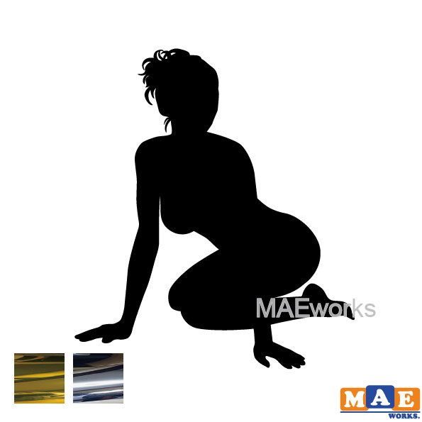 乐天商城 - 金銀メッキカラー セクシー ステッカー 女性シルエット カッティングステッカー 車 バイク ヘルメット ツールボックス マエワークスオリジナル sexy シール SL-D10m