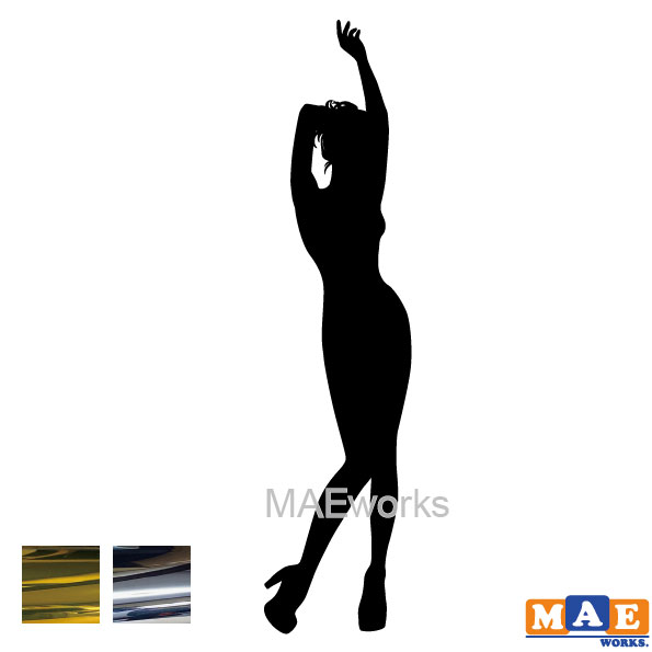 乐天商城 - 金銀メッキカラー セクシー ステッカー 女性シルエット カッティングステッカー 車 バイク ヘルメット ツールボックス マエワークスオリジナル sexy シール SL-E07m