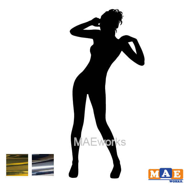 樂天商城 - 金銀メッキカラー セクシー ステッカー 女性シルエット カッティングステッカー 車 バイク ヘルメット ツールボックス マエワークスオリジナル sexy シール SL-E08m