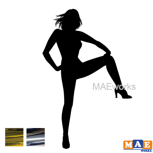 乐天商城 - 金銀メッキカラー セクシー ステッカー 女性シルエット カッティングステッカー 車 バイク ヘルメット ツールボックス マエワークスオリジナル sexy シール SL-E09m