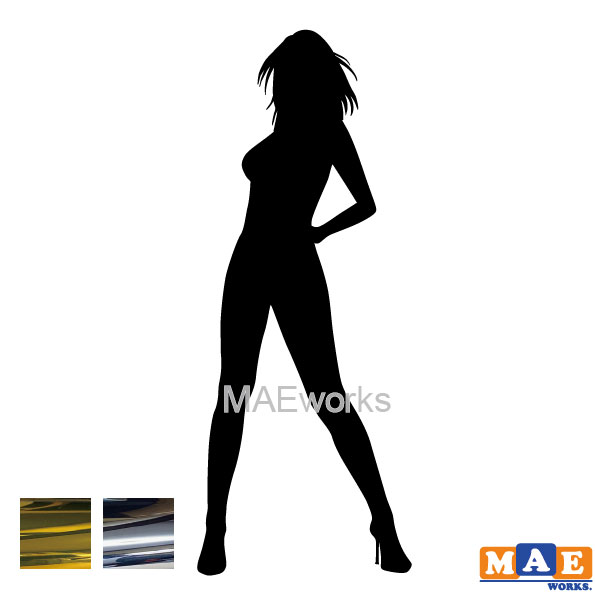 樂天商城 - 金銀メッキカラー セクシー ステッカー 女性シルエット カッティングステッカー 車 バイク ヘルメット ツールボックス マエワークスオリジナル sexy シール SL-E10m