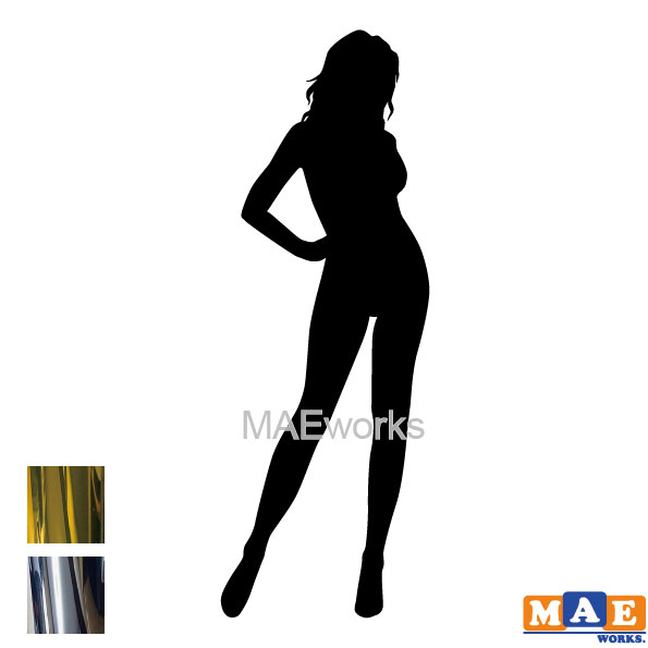 乐天商城 - 金銀メッキカラー セクシー ステッカー 女性シルエット カッティングステッカー 車 バイク ヘルメット ツールボックス マエワークスオリジナル sexy シール SL-I02m