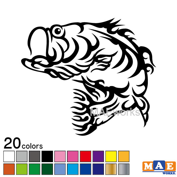 全20色 トライバル カッティングステッカー バス ブラックバス バス釣り 釣り 魚 フィッシング アウト..