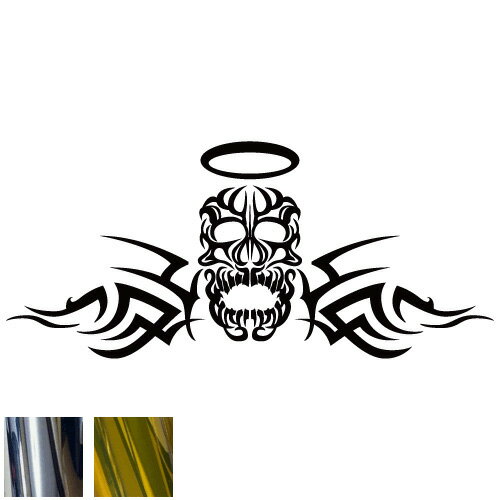 樂天商城 - 金銀メッキカラー トライバルカッティングステッカー スカル ドクロ 骸骨 ファイヤー 天使 叫び タトゥー風 クールデザイン かっこいい マエワークスオリジナル TS-06m