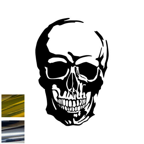 乐天商城 - 金銀メッキカラー トライバルカッティングステッカー スカル ドクロ 骸骨 頭蓋 髑髏 タトゥー風 クールデザイン かっこいい マエワークスオリジナル TS-08m