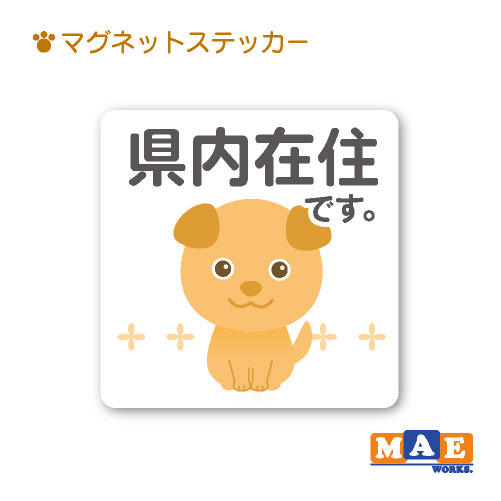 乐天商城 - 県内在住 いぬ 犬 マグネット ステッカー 11cm×11cm 車 リヤ バイク あおり対策 コロナ対策 磁石 シール おしゃれ かわいい わんちゃん シンプル kzm02