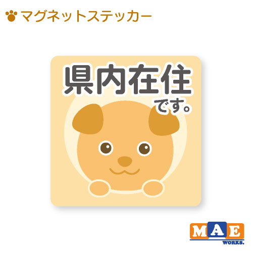 県内在住 いぬ 犬 マグネット ステッカー 11cm×11cm 車 リヤ バイク あおり対策 コロナ対策 磁石 シール おしゃれ かわいい わんちゃん シンプル kzm05