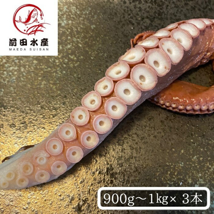 【北海道産】特大！ボイルタコ足　3本（約900g〜1kg）　冷凍　ボイル済み　お刺身　蛸足　たこ足　道産..