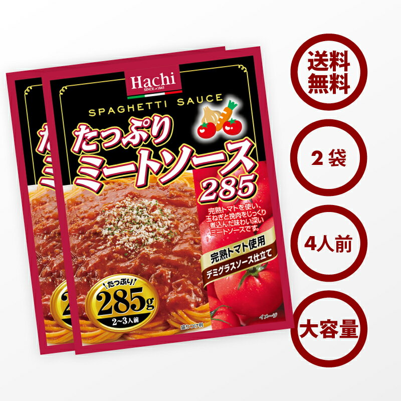 クーポンで19％OFF 新商品【送料無料】パスタ たっぷり ミートソース 2袋（285g×2） 4〜6人前 完熟トマト使用 デミグラスソース 仕立て レトルト スパゲティ ソース グラタン リゾット ハンバーグ 非常食にも ポイント消化