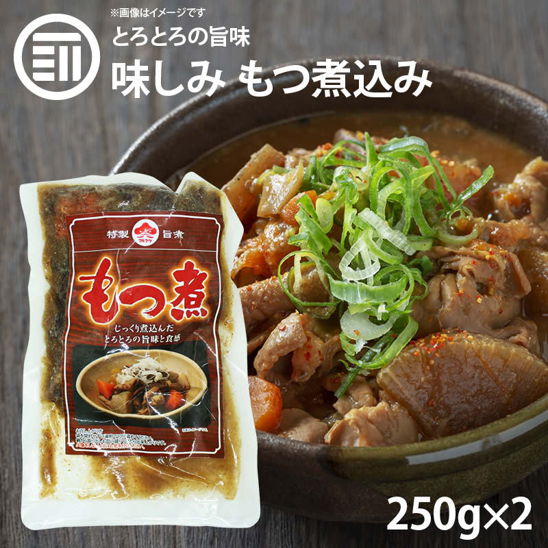 九州の味 とろとろ もつ煮込み 計500g 250gx2パック もつ味噌煮込み 常温 国内製造 もつ煮 モツ煮 ホルモン 食品 居酒屋 おつまみ お徳用 家庭用 業務用 買い回り 買回り 送料無料