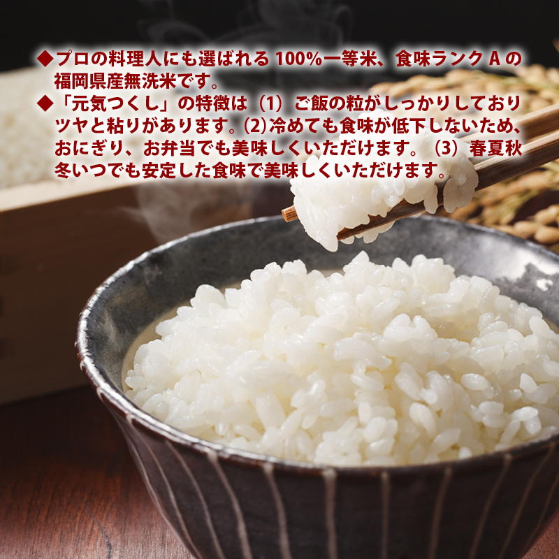 10%OFFクーポン有 無洗米 プロが選ぶ一等 米 食味ランクA 元気つくし 5kg　平成30年産 精米　福岡県産