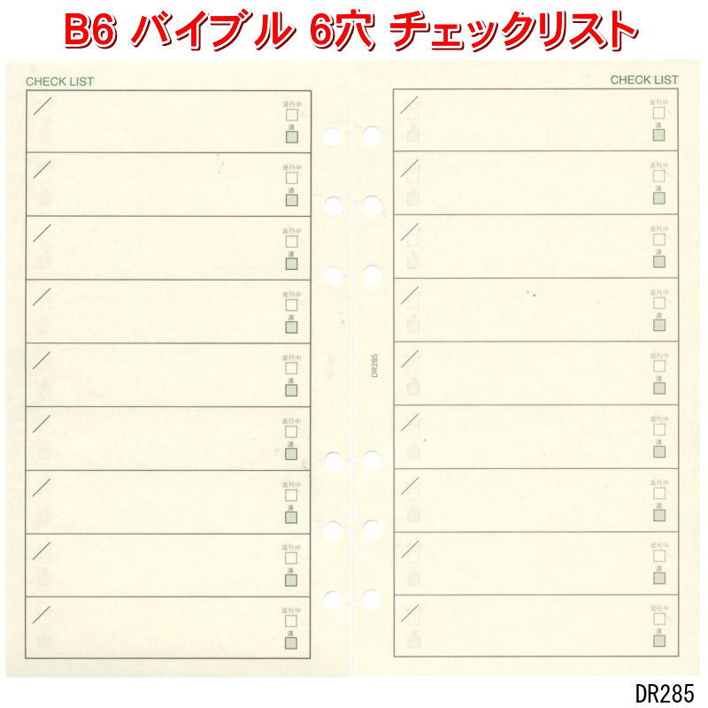 システム手帳 リフィル バイブル チェックリスト ビジネス B6 聖書サイズ 6穴 レフィル ダヴィンチ DR285 【ネコポス便対応】のサムネイル