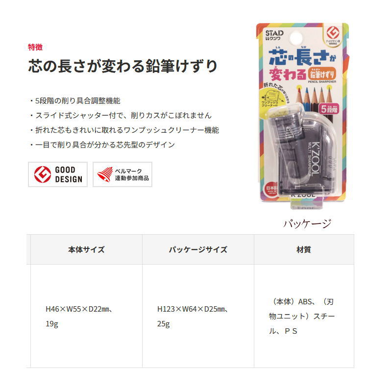 クツワ 鉛筆削り ケズール 5段階 芯先調節 ...の紹介画像3