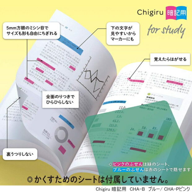 暗記用付箋 チギル 学習のための5mm方眼でちぎれるフィルムふせん 2