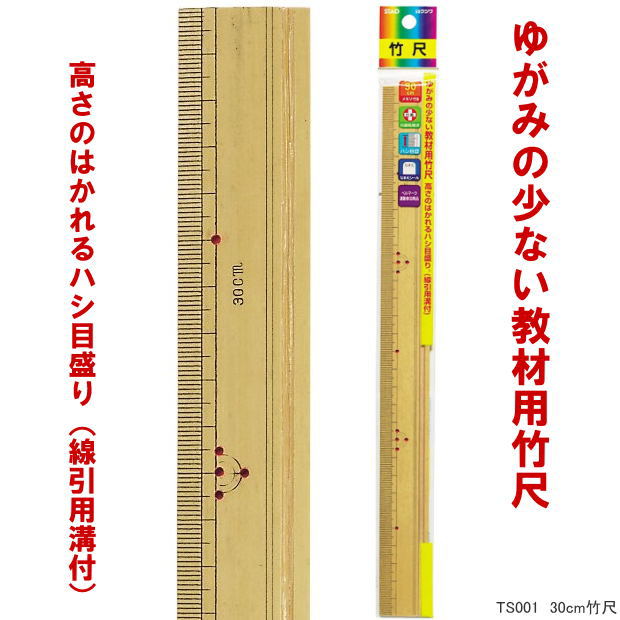 ゆがみの少ない教材用竹尺 30cm ものさし 小学校指定