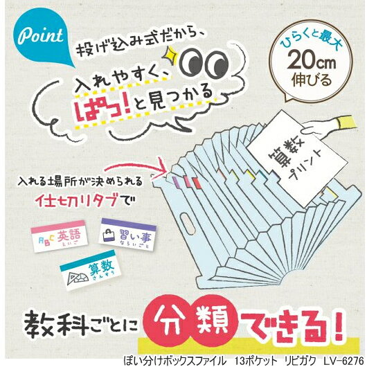 リビガク ぽい分けボックスファイル A4 13ポケット ソニック LV-6276-I ジャバラ式...
