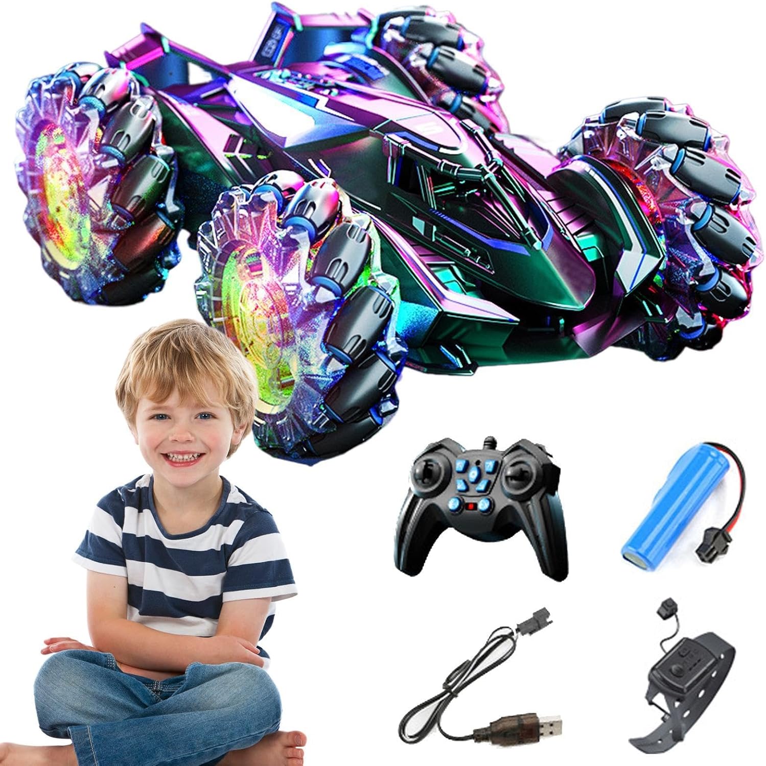 リモートコントロールセンサースタントカー、ジェスチャーセンシングスタントカー ジェスチャーセンシングリモートカーキッズラジコンカーおもちゃ | 8 歳以上用のリ...