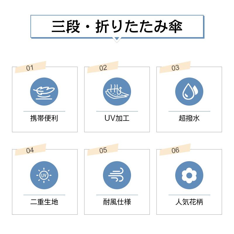折りたたみ傘 三段 晴雨兼用 華やか 花柄 8本骨 耐風仕様 99%紫外線カット 二重張 携帯便利 旅行 アウトドア 婦人用 雨具 umbrella 母の日 通勤 通学 ギフト