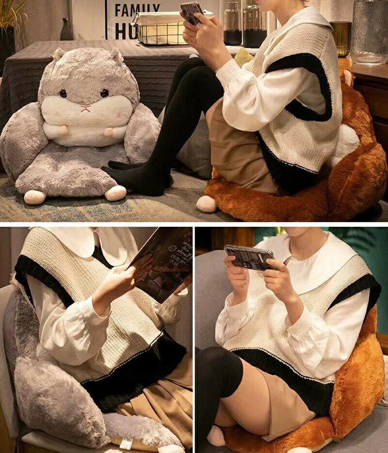 ハムスターシートクッション アニマルクッション ソフトオフィス バックサポート付...