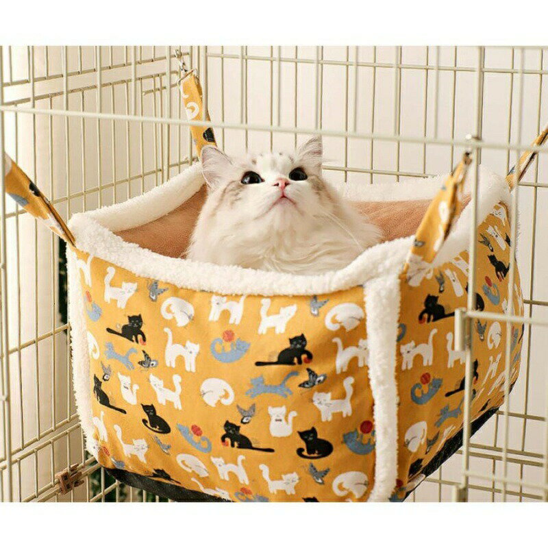 Rakuten - 猫 ベッド ケージ用 猫ベッド PP 冬は暖かいです 柔らかい軟らかい 釣り針をつける つり下げ可能 平らに置く ボトム防水 両用猫のハンモ