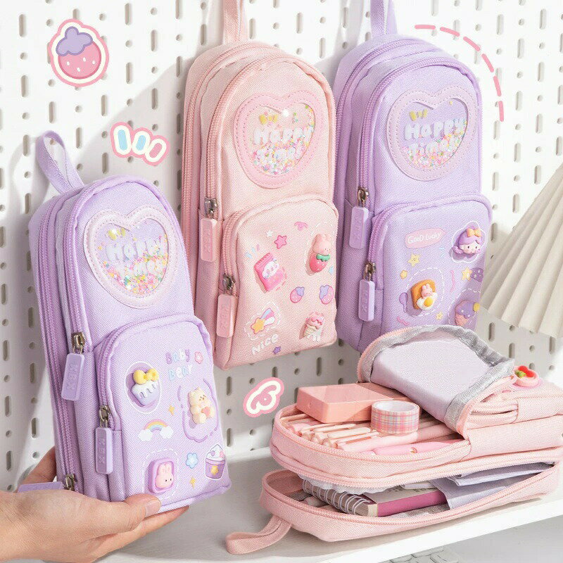 Rakuten - ペンケース かわいい 筆箱 女の子 ふでばこ 大容量 多機能 小物収納 大容量 収納 おしゃれ かわいいなデザイン 文房具 子供 小学生 中学生 プレゼント 新学期 入校