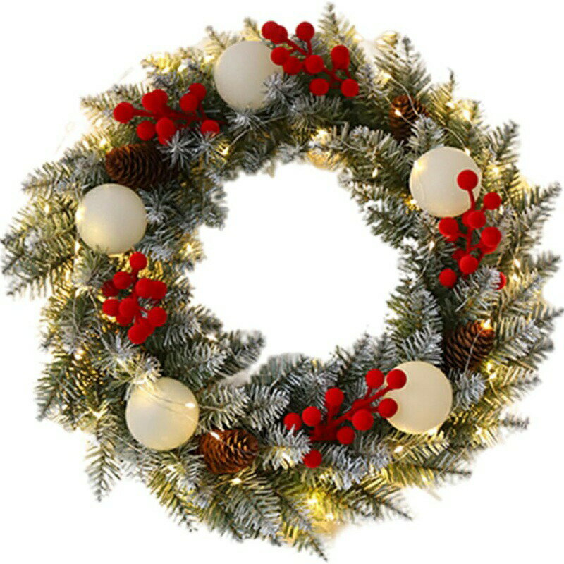 Rakuten - クリスマスリース 玄関ドア用 40CM ナチュラルリース クリスマス リース 花輪 LED 壁掛けフラワー オーナメント クリスマス 飾り 玄関 壁掛フラワー 人気 豪華 開店祝い 新築祝い 内祝い 庭園 結婚式 撮影 道具 ハロウィン 飾り デコレーション リース 可愛い