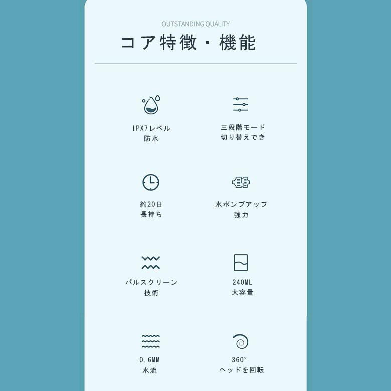 口腔洗浄器 USB充電 水圧 口臭 歯周病 口 腔ケア 水流歯ブラシ 歯間 携帯型 大容量 家庭 旅行