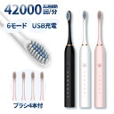 電動歯ブラシ X3シリーズ 6モード 替えブラシ4本 USB充電 高速振動 42000回/分 静音 防水 IPX7 ホワイト ピンク ブラック(2)