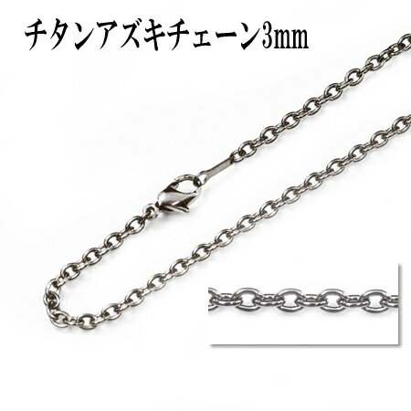 チタン、ネックレスチェーン、アズキ3mm 40〜45cm