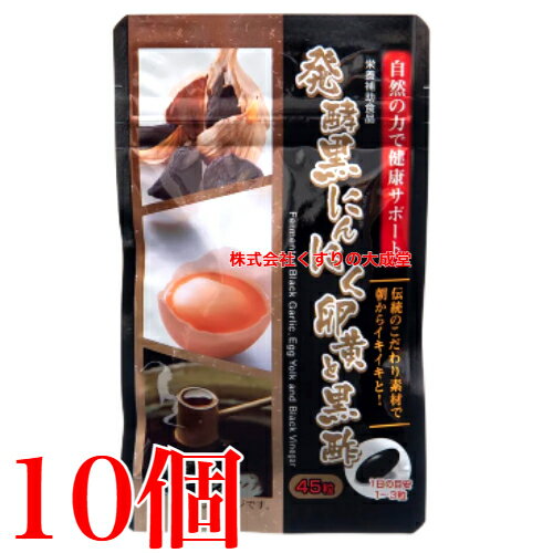 発酵黒にんにく卵黄と黒酢 45粒 10個 黒にんにく 卵黄 黒酢 佐藤薬品工業