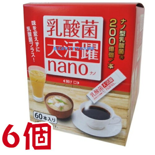 12時までのご注文【あす楽対応】 乳酸菌大活躍 nano 1.5g 60本 6個 中部薬品 ナノ型乳酸菌 スティックタイプ