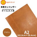 【バット】 本革 【A2】 レザー 【3205ブラウン】ブラウン 茶 茶色 ヌメ ヌメ革 オイル オイルヌメ 皮 革 牛本革 ハギレ カットクロス お買い得 安...