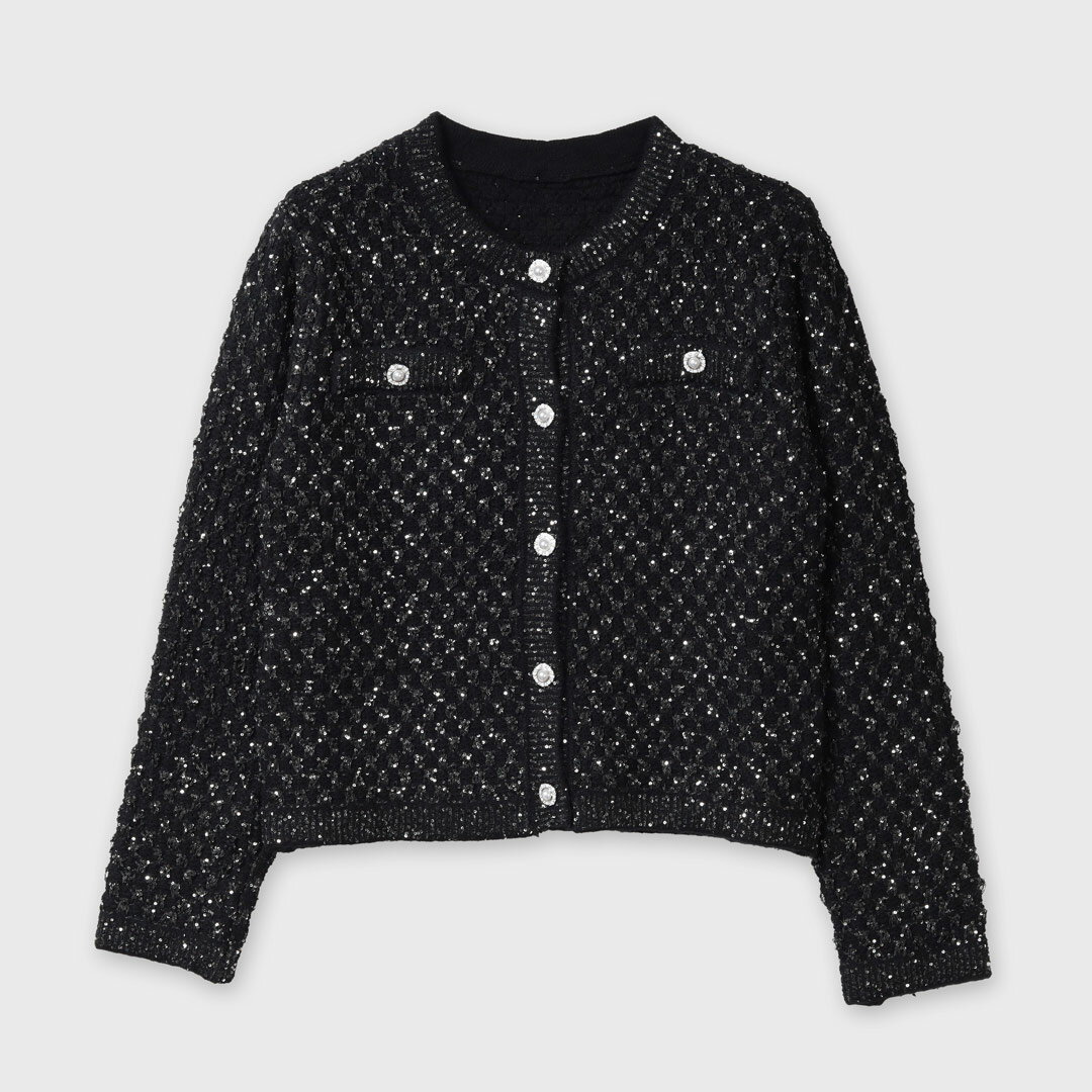 pool studio alivier/【手洗い可】スパンコール ミックス ニット カーディガン[全2色]ginzamaggy 銀座 ..