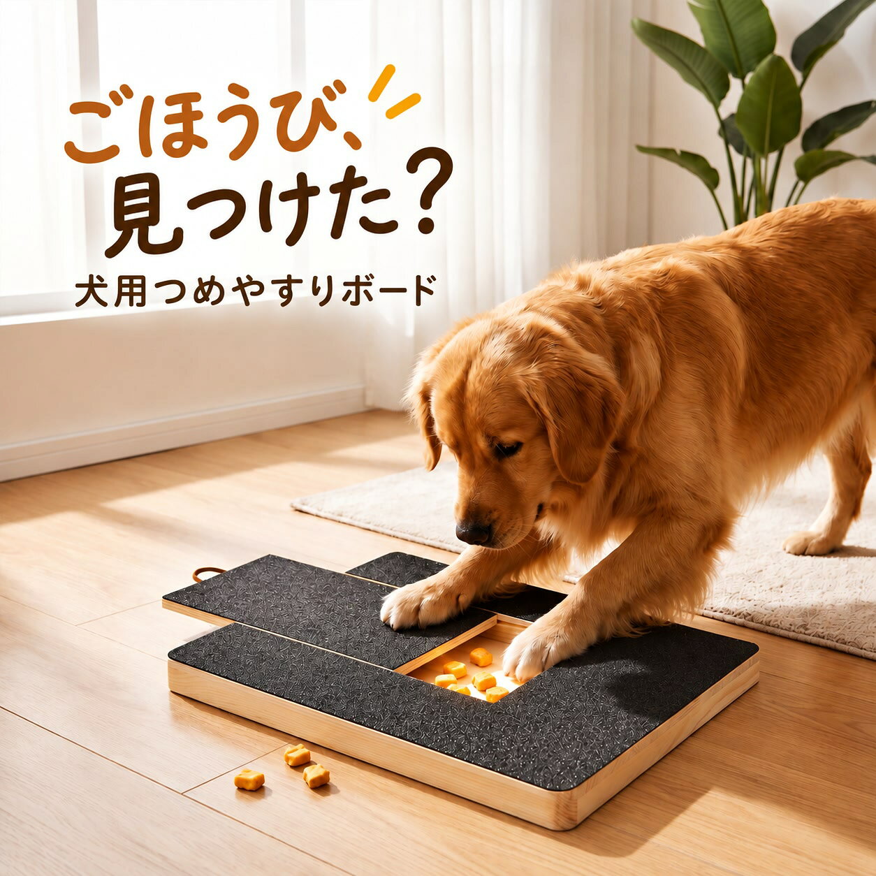犬 爪やすり ボード 木製 スライド おやつ入れ付き ネイルケア 爪とぎ板 ペット用品