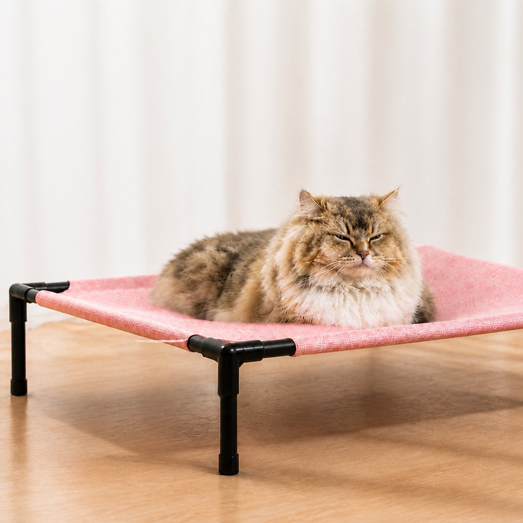 猫 ベッド ハンモック 脚付き コット 床置き 室内用 8柄 2サイズ S L 高さ12cm ペ...
