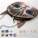 猫顔・犬顔 ショルダーバッグ チャック式 バッグ 取り外せるチェーン 内ポケット(4)