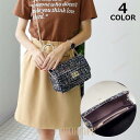 ショルダーバッグ ポシェット ミニ レディース カバン ツイード風 チェーン 長方形 スクエア チェック柄 斜めがけ 肩掛け 上品