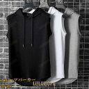 タンクトップ メンズ パーカー ノースリーブ フード付き ベスト インナー トップス ジム ウェア サマーウェア 夏用 薄手 速乾 ひんやり 接触冷感 涼しい ...
