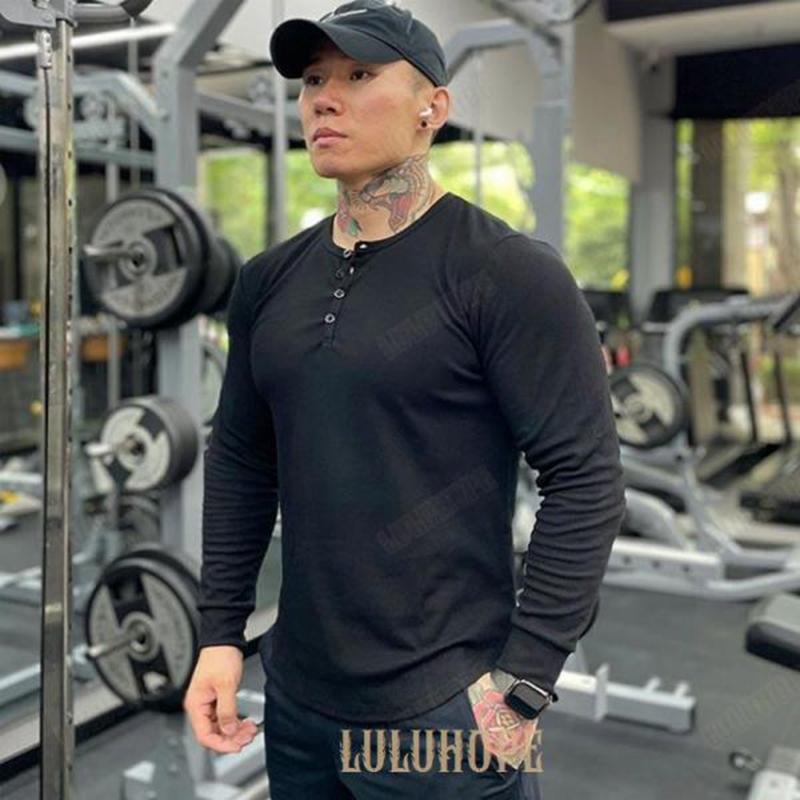 【ポイント10倍】秋 インナー スポーツ 春 トップス tシャツ ロングTシャツ ヘンリーネック カットソー 綿 保温 長袖 ロンT ストレッチ 筋トレ