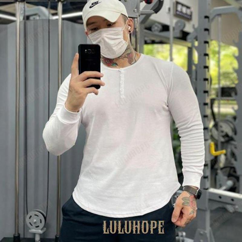 【ポイント10倍】秋 インナー スポーツ 春 トップス tシャツ ロングTシャツ ヘンリーネック カットソー 綿 保温 長袖 ロンT ストレッチ 筋トレ