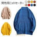 ニットセーター ゆったり メンズ セーター 無地 カジュアル 男性 ニット トップス 長袖 プルオーバー カラバリ シンプル