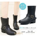 【ポイント10倍】レインブーツ レディース ショート丈 レインシューズ ラバーシューズ ベルト 長靴 雨靴 防水 梅雨 カジュアル 滑りにくい おしゃれ 黒 通勤 通学 大きいサイズ