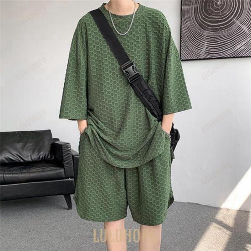 エンボス加工 上下セット セットアップ Tシャツ ハーフパンツ 接触冷感 半袖 メンズ 夏 スポーツウェア ルームウェア 部屋着 ゆったり