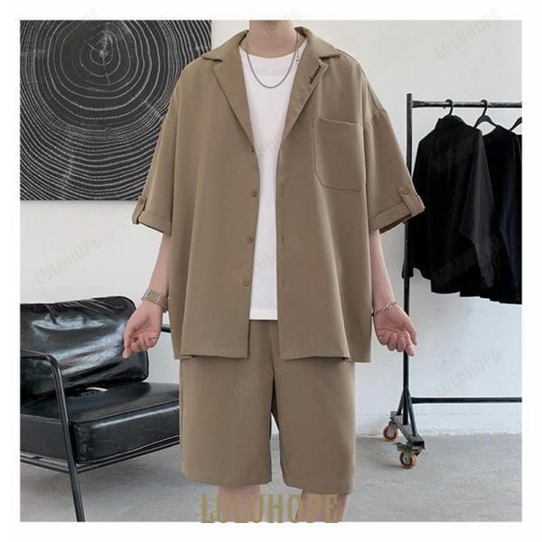 【ポイント10倍】セットアップ メンズ 上下セット 半袖シャツ ハーフパンツ ハーフ丈 ショートパンツ トップス ボトムス カジュアル おしゃれ