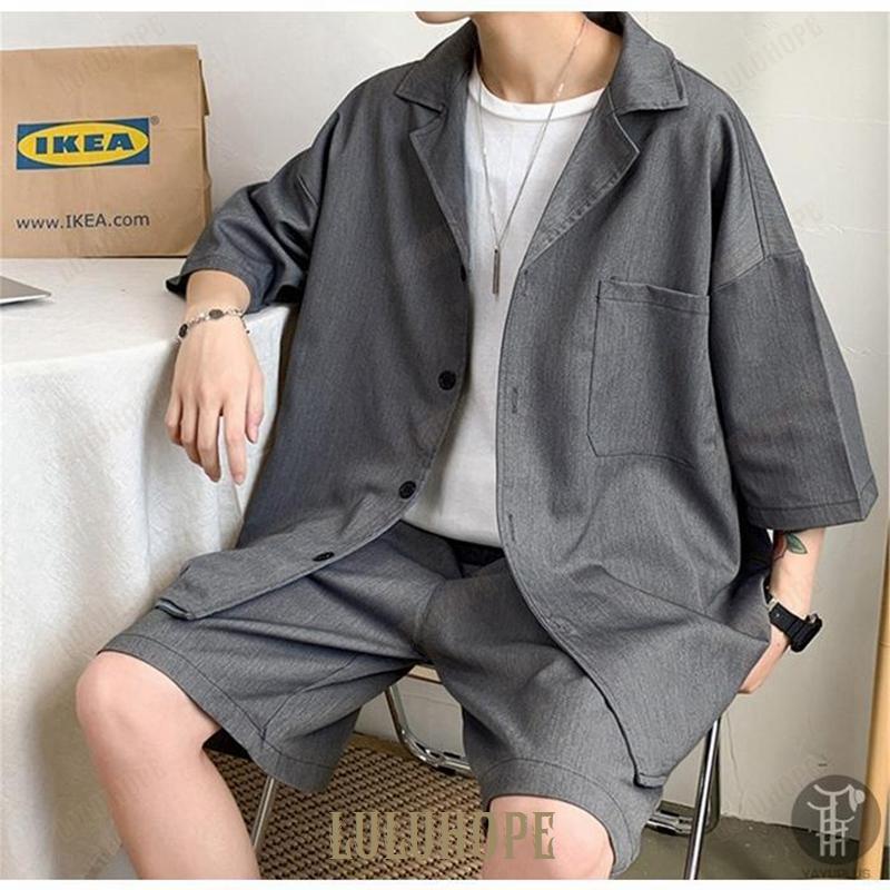 上下セット セットアップ メンズ 半袖 テーラードジャケット サマージャケット アウター ハーフパンツ トップス ボトムス カジュアル おしゃれ